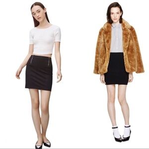 NWT ARITZIA SUNDAY BEST Mitford Mini Skirt With  Dual Exposed Zip Detail Black S